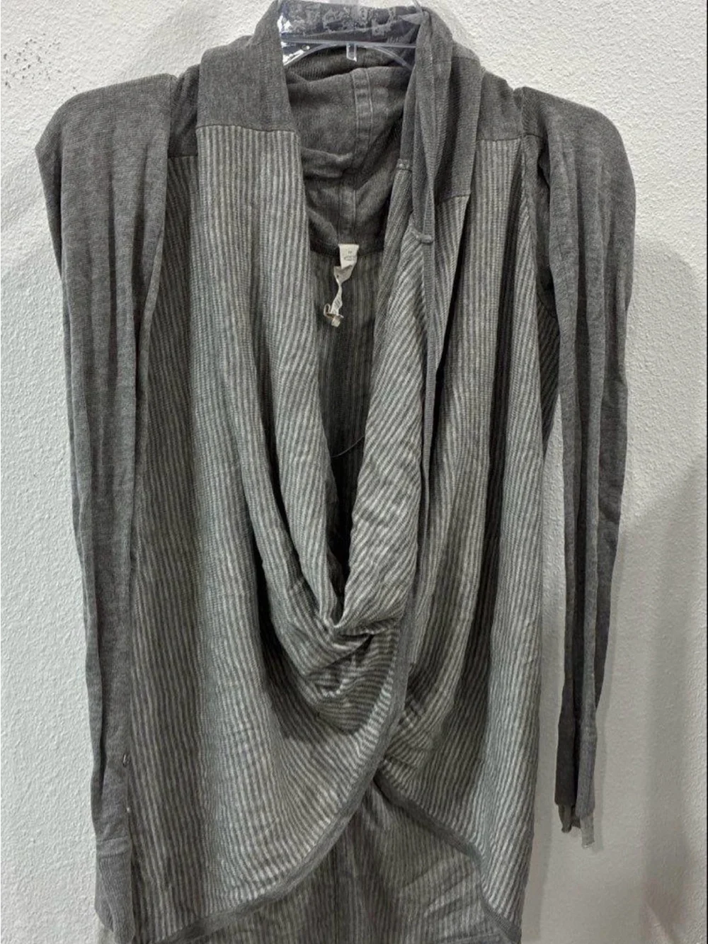 Lululemon Iconic Sweater Wrap Gray Boolux Cashmere Blend Open Drape Cardigan 6